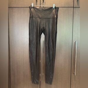 SPANX Women’s Spanxshape stretch Black Faux Leather Leggings Size Large